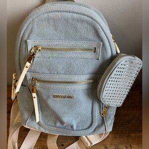 NWOT Madden NTC denim mini backpack & coin purse.